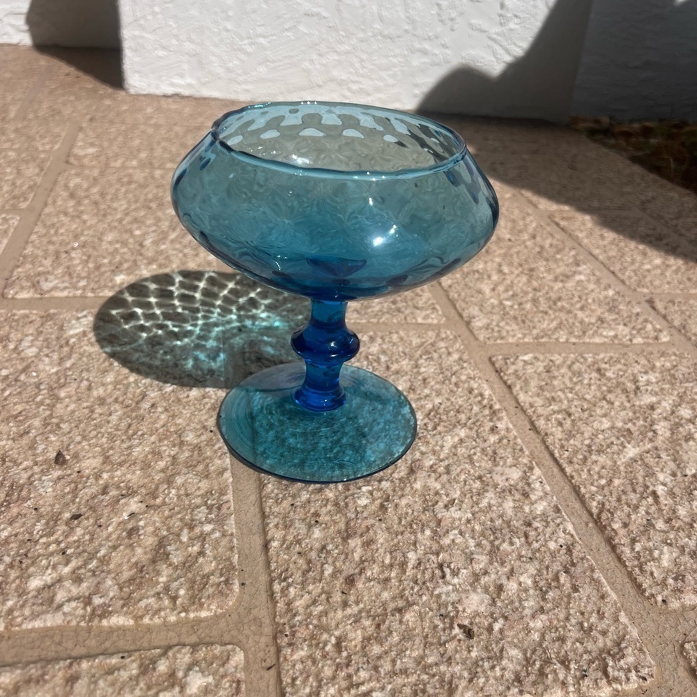 Blue bohemian optic compote